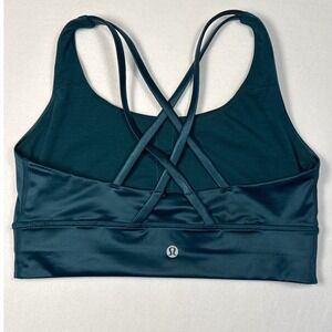 Lululemon bra women's 8 green shiny cross cross back straps no pads